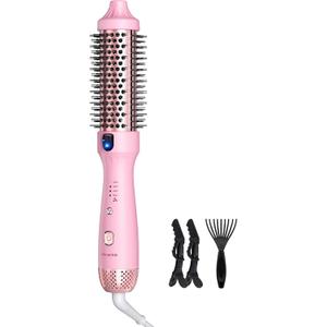 ZAVAREA Thermal Brush, 1.5 Inch Heated Round Brush Stylers, 800M Negative Ions Ceramic for Less Frizz Damage, 4 Temperature Set, Dual Voltage for Travel, Easy Use Boosts Shine, Dual Voltage