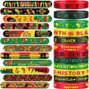 48 PCS Happy Black History Month Party Favors Slap Bracelets for Silicone Wristbands for Birthday Party Supplies Classroom Prizes American Freedom Day Patriotic Party Decorations Gift Bag Fillers