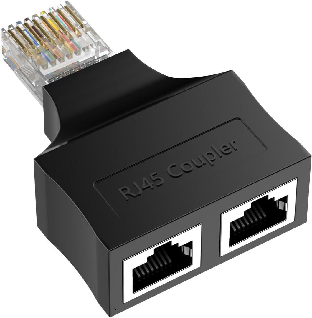 RJ45 Ethernet Splitter,Ethernet Netork Adapter 1 Male to 2 x Female Super Cat6 LAN Network Adapter Cable Splitter Adopter Suitable Super Cat5,Cat5e,Cat6,Cat7,Cat 8 Socket Connector One Internet