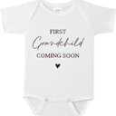 BIBIBLISSBABY First Grandchild Baby Onesie,Baby Coming Soon Pregnancy Announcement Outfit for New Grandparents, Funny Gender Reveal Bodysuit Gift 0-3 Months (Fog)