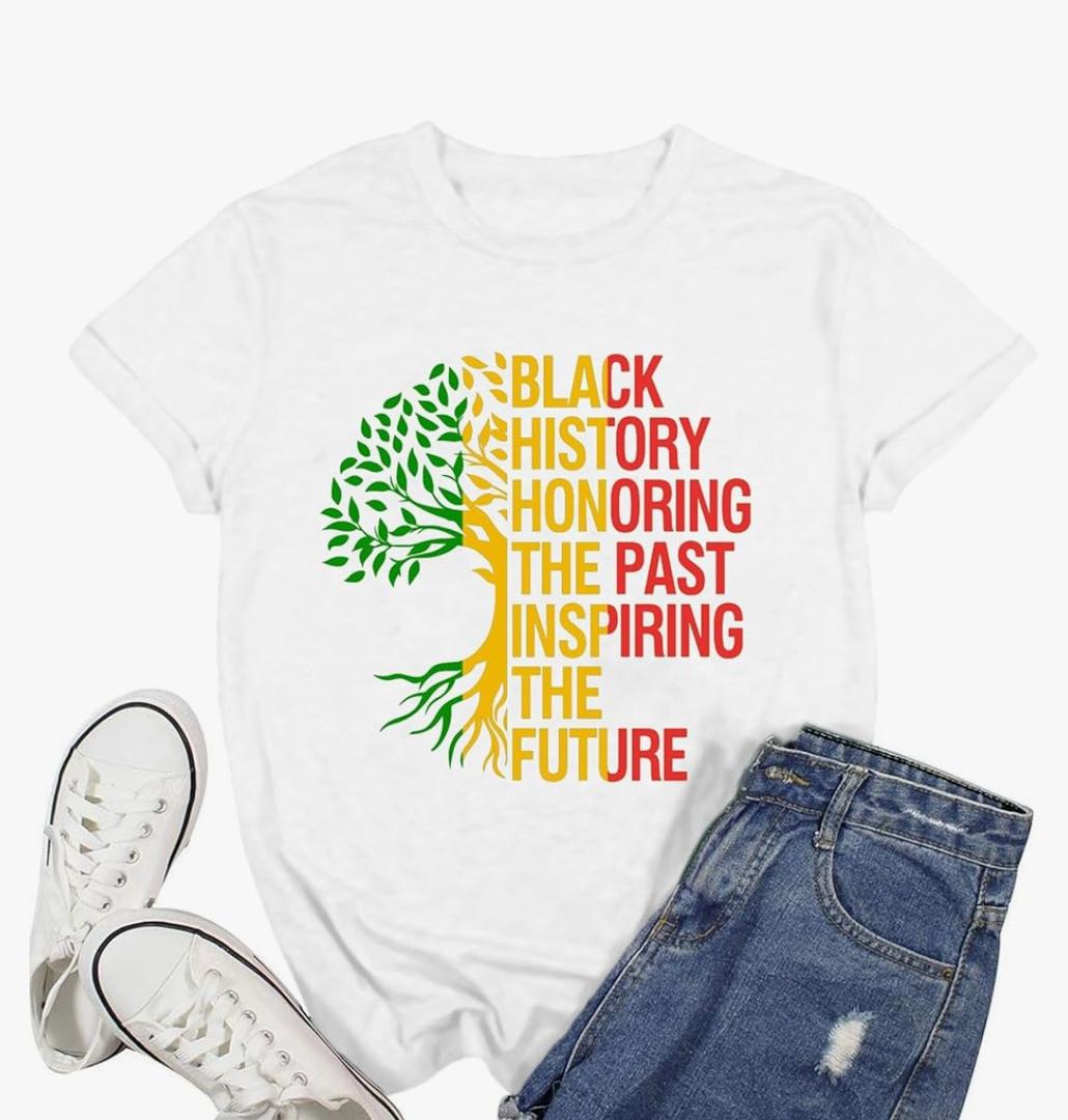 Black History Month Shirts for Women African American History T-Shirt Black Pride Tee Tops, 2XL