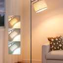 EDISHINE Modern Floor Lamps for Living Room, 64.7" Minimalist Standing Lamp with 3 Color Temperatures Bulb & Adjustable Linen Shade, Foot Pedal Switch, Arc Tall Lamp for Bedroom Office, Black