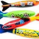 Skylety 4 Piece Dive Torpedo Bandits Pool Toys Underwater Diving Torpedo Bandits Water Games Training Gift Set for Boys Girls Ages 5 and Up