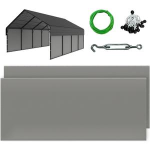 20ft Metal Carport Sidewalls Gray, 2 Packs