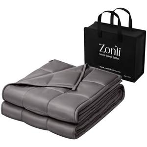 ZonLi Cooling Weighted Blanket (60"x80", 20lbs, Grey) Queen Size Bamboo-Derived Rayon Weighted Blanket for Adults, High Breathability Heavy Blanket, Soft Material with Premium Glass Beads