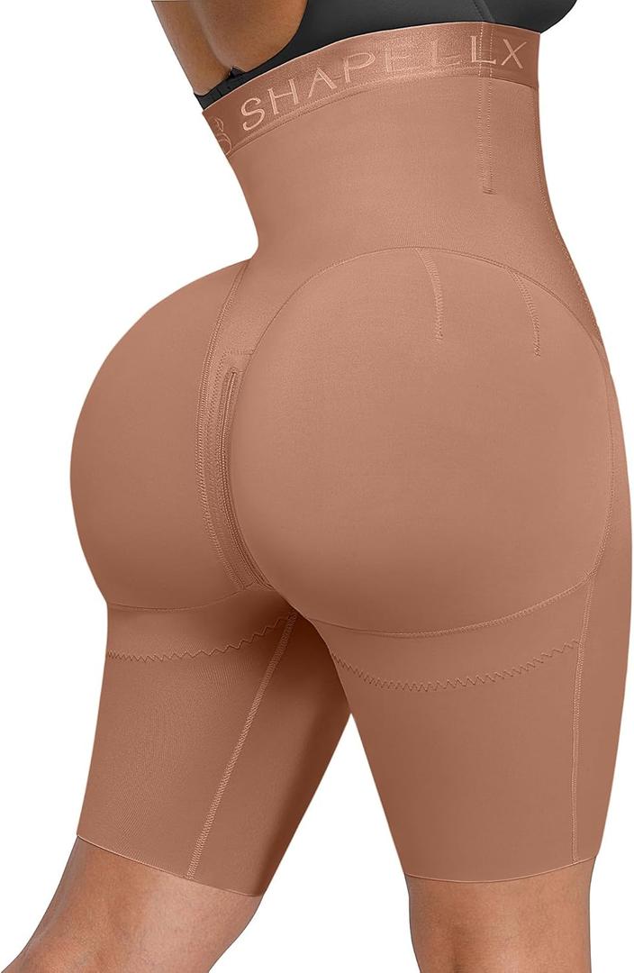 SHAPELLX Shapewear For Women Tummy Control High Waisted Body Shaper Shorts Butt Lifting Shapewear Higher Power Panties (Large, A4-light Brown)