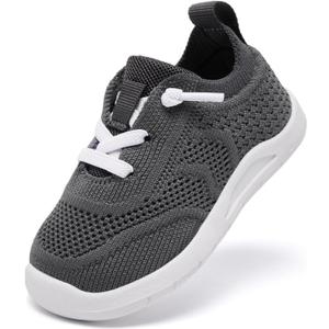 MORENDL Toddler Shoes Baby Walking Sock Shoes Infant Sneakers 0-4 Years Boy Girl Barefoot Tennis Shoe Non-Slip Brethable (Gray)