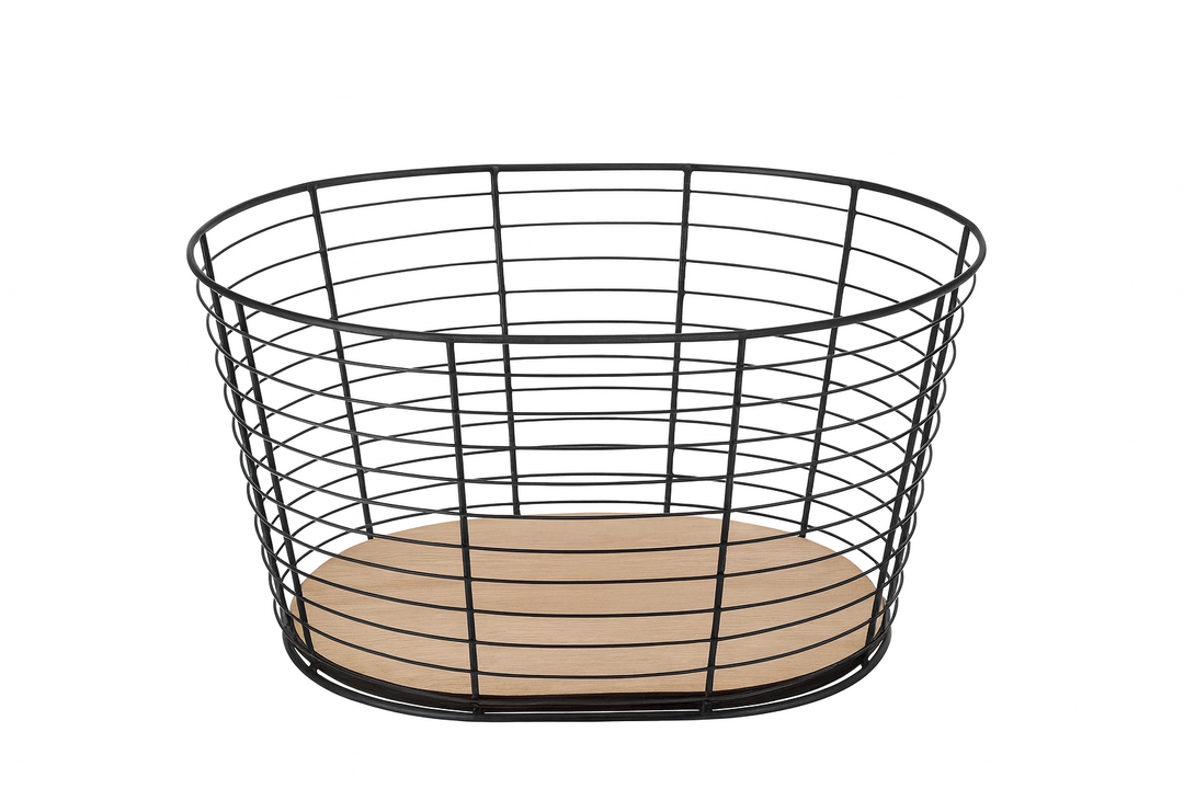 Basket Set of 1 – Rectangular Woven Storage Basket with Handles – Size 15x9 in