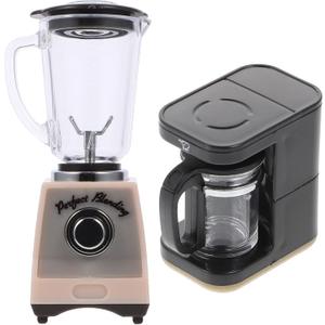 LUOZZY Mini Blender Toy & Coffee Machine Model 1: 12 Miniature Dollhouse Kitchen Accessories Coffee Pot Blender Toy for Kids Pretend Play - Black