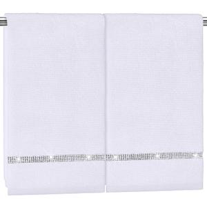 2 Pcs White Sparkling Hand Towels with Rhinestones for Bathroom 100% Cotton Glitter Soft Elegant Hand Bath Towels Absorbent Machine Washable for Spa Yoga Hotel Sport, 29.5" x 13.8"