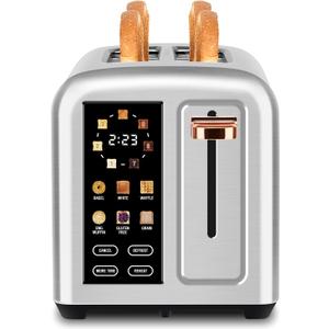 SEEDEEM Toaster 2 Slice with Touch Screen, Faster Heating Speed, 7 Shade Setting, 6 Bread Type, 1.5Wide Slots Toaster, Removable Crumb Tray, 1350W, Silver Metallic