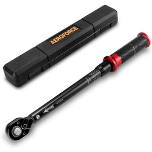 AEROFORCE 1/2 Inch Torque Wrench, 20-220Nm Reversible 72-Tooth Ratchet, Precision Calibrated Tool for Bicycle, Motorcycle and Automotive Repairs