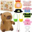 Elcoho 12 Pieces Capybara Plush with Clothes & Accessories and Gift Bag 10 inch Capybara Stuffed Animal Dress Up Dolls Plushies Birthday Gifts, Daily Cute