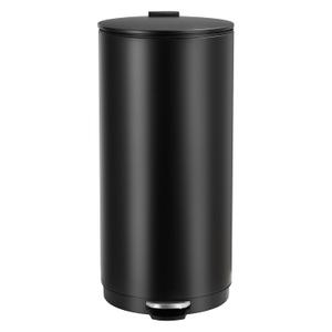 8Gal/30L Round Trash Can, Stainless Steel Kitchen Trash Can with Soft Close Lid, Fingerprint Proof Garbage Can with Removable Inner Bucket &Step-On Pedal for Living Room, Office, Kitchen(Black)