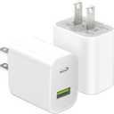 2 Pack USB C Charger Block, Dual Port Type C Wall Charger Fast Charging 20W Power Adapter Cube for iPhone 14/14 Pro/14 Pro Max/14 Plus/13/12/11, XS/XR/X, iPad, Samsung, More (White)