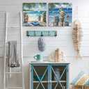 YUEYARIT Wall Decor Blue Ocean Beach Picture Canvas Print Art, 20"L x 20"W