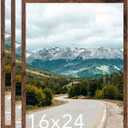 16x24 Picture Frame for Wall Hanging, Wood 16 x 24 Frame 40x60 cm Poster Photo Frame for Wall Horizontally or Vertically, Deep Brown, 3 Pack