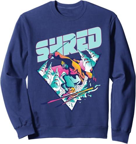 Shred Shirt Vintage Freestyle Ski 80s Costume Retro Skiing Sweatshirt Large