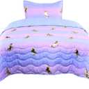 Tadpoles 2-Piece Girls Unicorn Quilt Set | 1 Twin Bed Size Quilt & 1 Standard Sham | Made of 100% Micro-Denier Polyester Fiber | Soft, Smooth & Durable | Ideal for Teens | Metallic Gold Unicorns (68x86 Inch (Pack of 1))