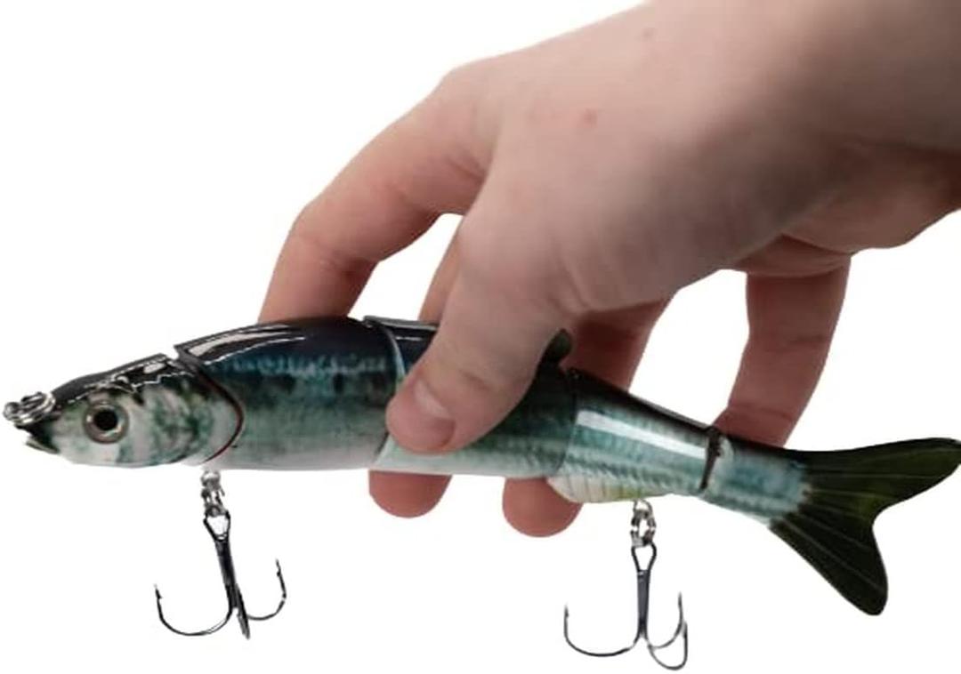 REAL FISH 6.5" The Intruder Multi Jointed Swimbait Bass Fishing Lure Bait Hard Slow Fast Sinking Life Like Gizzard Shad Minnow Bluegill Floating Slow Sinking (1) (BLUEBACK HERRING)