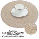 Leegood 15Inch Round Placemats for Dining Table - Heat-Resistant Non-Slip Polyester Ramie Blend, Oil-Proof Reusable Easy-Clean Kitchen Mats for Home & Restaurant (6-Pack) (Rainbow Red)