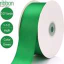 1.5 Inch Green Polyester Ribbon - 50 Yards Bulk Spool for Gift Wrapping, Wedding Decor, Bows, Crafts - Soft & Fray Resistant