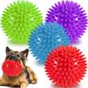 4.5 Heavy Duty Squeaky Dog Balls Toys for Medium Large Dogs 4 Pack Indestructible Dog Toys for Aggressive Chewers Spike Dog Balls for Clean Teeth and Training Dog Toys for Boredom and Stimulating