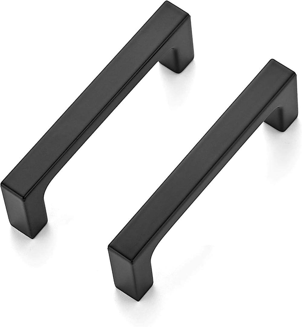 3 Pack Solid 3 Inch Kitchen Square Cabinet Handles Matte Black Pulls Drawer Pulls Kitchen Cabinet Hardware Flat Black Handles