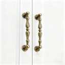 2 Pack Zinc Alloy Vintage Drawer Pulls with Screws - Ornate Drawer Handles for Kitchen Cabinets, Dresser Drawers, Furniture Hardware (Antique Brass, 5.04 inch Hole spacing)