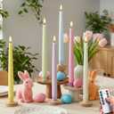 Easter Decorations, Easter Pastel Flameless Candles - Pastel Taper Candles Battery Operated with Timer and Remote Control, Home Table Decor, Wax, Macaron, 6pc