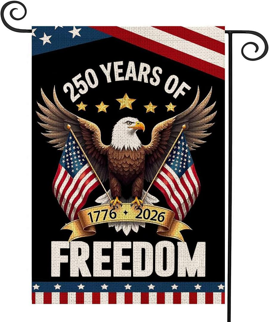 250 Anniversary Usa Garden Flags for Outside, 250 Anniversary USA Flag with Eagle Design, 1776-2026 Patriotic 4th of July Decorations Yard Sign Double-Sided Waterproof Flag 12x18 Inch 250 Year American Flag