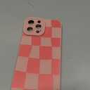 KANGHAR Compatible with iPhone 13 Pro Max Case, Silicone Checkered Cute Pattern, Camera Protection Soft Slim Phone Case for Girls Women -Pink