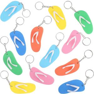 Kigeli 60 Pcs Flip Flop Keychain Summer Hawaiian Key Chain Fun Tropical Key Ring Luau Sandal Keychain for Backpack Purse Luggage Beach Party Favors for Birthday Pool Party Cool Goody Bag Filler Prize