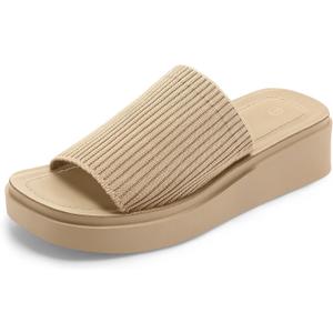 mysoft Women's Platform Sandals Slip On Comfortable Knit Slide Sandals Size: 9.5