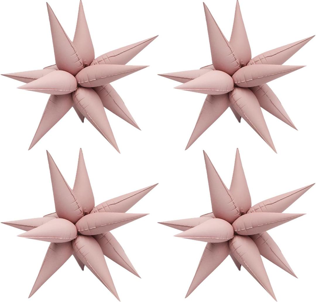 50pcs Matte Pink 20' Water Drop Foil Cone Mylar Balloons Matte Pink Star Balloons Explosion Star for Girls Boys Birthday Party Wedding Baby Shower Party Decor
