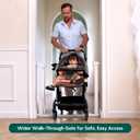 Babelio Baby Gate for Doorways and Stairs, 31-36" Pet Gate with Wide Walk Thru Door and Lock Indicator, No Drill Pressure Mounted Safety Gate with Double Lock and Self-Closing, White