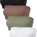 4 Pieces Women's Bandeau Bra Strapless Bralette Seamless Bandeau Non-Padded Stretch Top Bra (S)