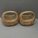 Small Flower Girl Basket Set of 2 - Small Wicker Basket with Handle and Waterproof Lining 6.3" x 5.12" x 3.75" - Tiny Easter Baskets with Rattan Design for Flowers, Sweets, Gifts, Home Decor & Storage (Brown)