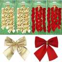 Shappy 48 Pcs Christmas Tree Bows Red and Gold Ribbon Bows, 2 x 2 Inch Mini Bows for Xmas Wreaths Tree New Year Decoration
