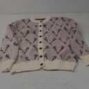 Women's Funny Fall Winter Animal Floral Christmas Tree Long Sleeve Button Knit Cardigan Sweater (Large, Elk-white)