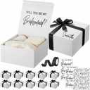 AmazingSpark 8 Sets Bridesmaid Proposal Boxes Will You Be My Bridesmaid Box Wedding Gift Boxes with Lids Name Maid Matron of Honor Proposal Box for Wedding Party Favors (Black)