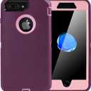 AICase iPhone 8 Plus/7 Plus Case, Heavy Duty Tough 4 in 1 Rugged Shockproof Cover with Built-in Screen Protector (Pink/Purple)