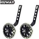 training wheels flash mute wheel bicycle stabiliser mounted Kit compatible for bikes of 12 14 16 18 20 Inch 1 Pair (black)