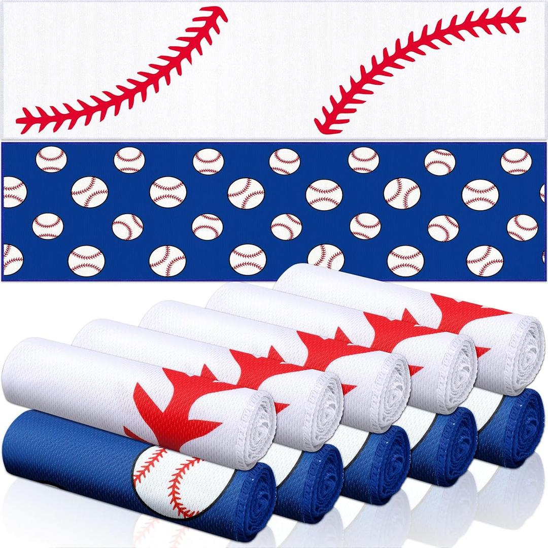 FuWeave 12 Pack Baseball Cooling Towels for Sports Teams Gifts 40 x 12 in Sport Cooling Towels Bulk Microfiber Ice Rags for Softball Soccer Baseball Party Favors, Swag Bags & Outdoor Workouts