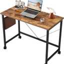 Rolling Computer Desk with Wheels, Gaming Desk for Small Spaces, Modern Simple Style Table for Home Office, Study Writing Table (Rustic Brown, 32 inch)