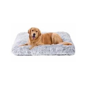 FCheng Plush Square Dog Mat, Cat Mat, Easy Wash, Non-Slip, Super Soft Deep Sleep Pet Bed, Suitable for  Dogs. (Gray, Large)