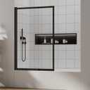 Bathtub Door 3/16 in (5mm) Tempered Glass Panel, Tub Shower Door Extendable 180 Foldable Hinged Bathtub Glass Door Screen with Easy-clean Coating (Matte Black, 44"W x 57"H)