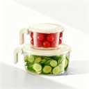 Fruit Washing Bowl with Strainer,Colander for Kitchen,Multi-Functional Vegetable and Food Drainer with Lid And Handle,Portable Fruit Containers for Fridge,BPA Free,2 Set (White)