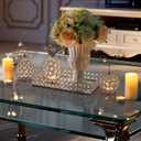 Elegant Decorative Trays & Crystal Fruit 4-Piece Set, Crystal Tea Light Holder - Wedding Centerpieces for Holidays, Home Table Decorations, Fruit Displays and Candle Holders (Silver, Set of Four)