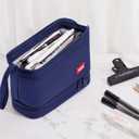 2 x Pencil Case - 2-Layer Large Capacity Aesthetic Pencil Pouch with Strong Zipper, Handheld Stationery Organizer Pen Case with Compartments for College, office, Travel, for Women Men (Navy)